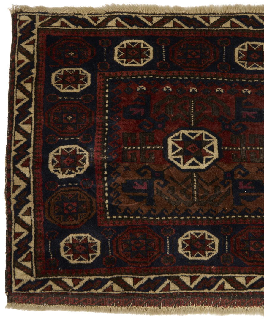 Lot 907: 3 Antique Afghan Baluch Weavings, Prayer Rug & 2 Bag Face