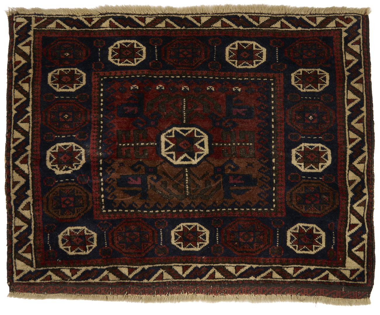 Lot 907: 3 Antique Afghan Baluch Weavings, Prayer Rug & 2 Bag Face