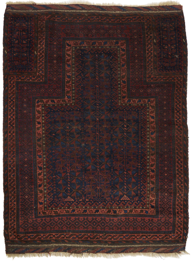 Lot 907: 3 Antique Afghan Baluch Weavings, Prayer Rug & 2 Bag Face