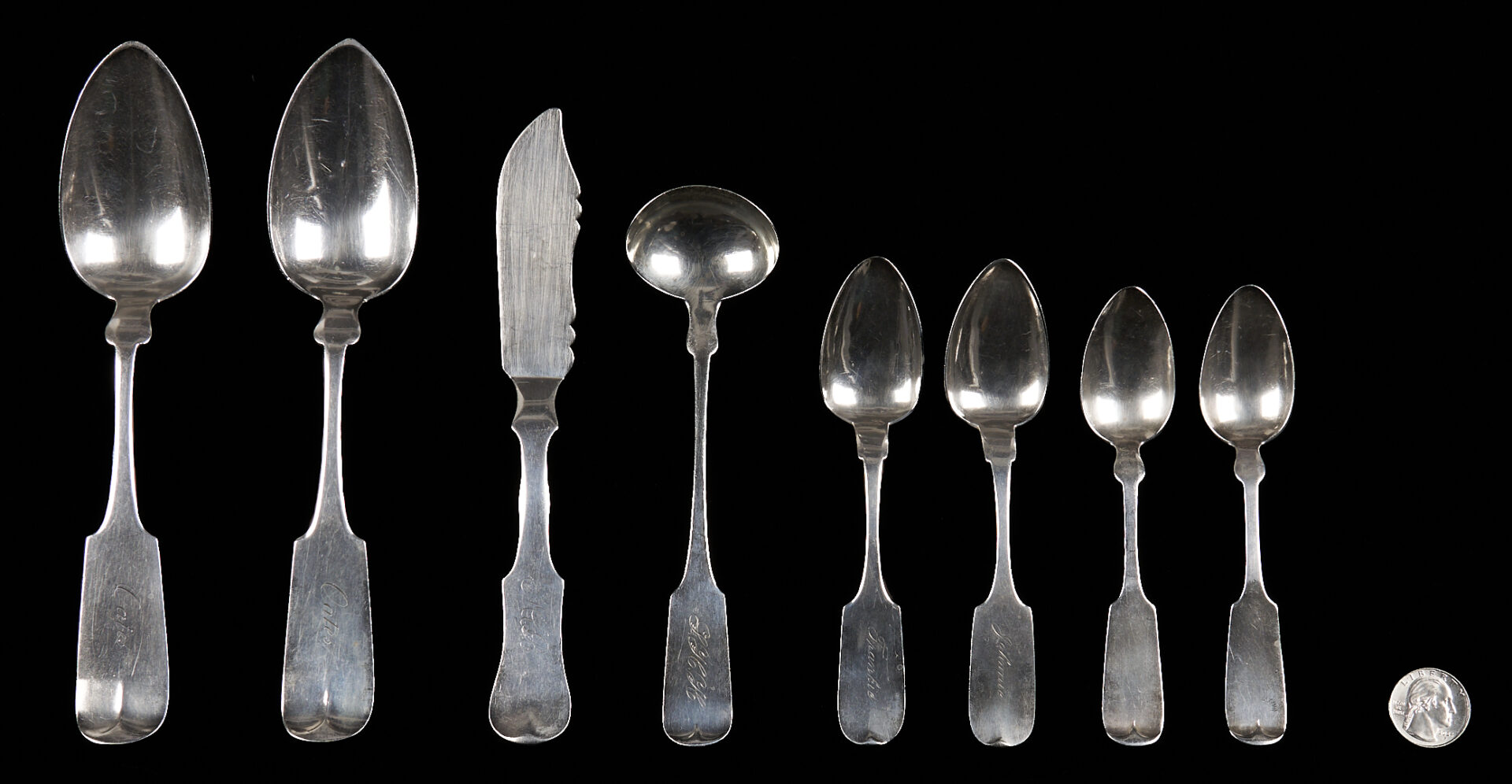 Lot 90: 8 East TN Silver Flatware Items, Hope & Hope and Miller