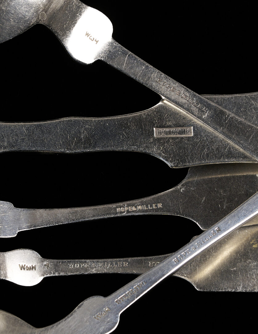 Lot 90: 8 East TN Silver Flatware Items, Hope & Hope and Miller