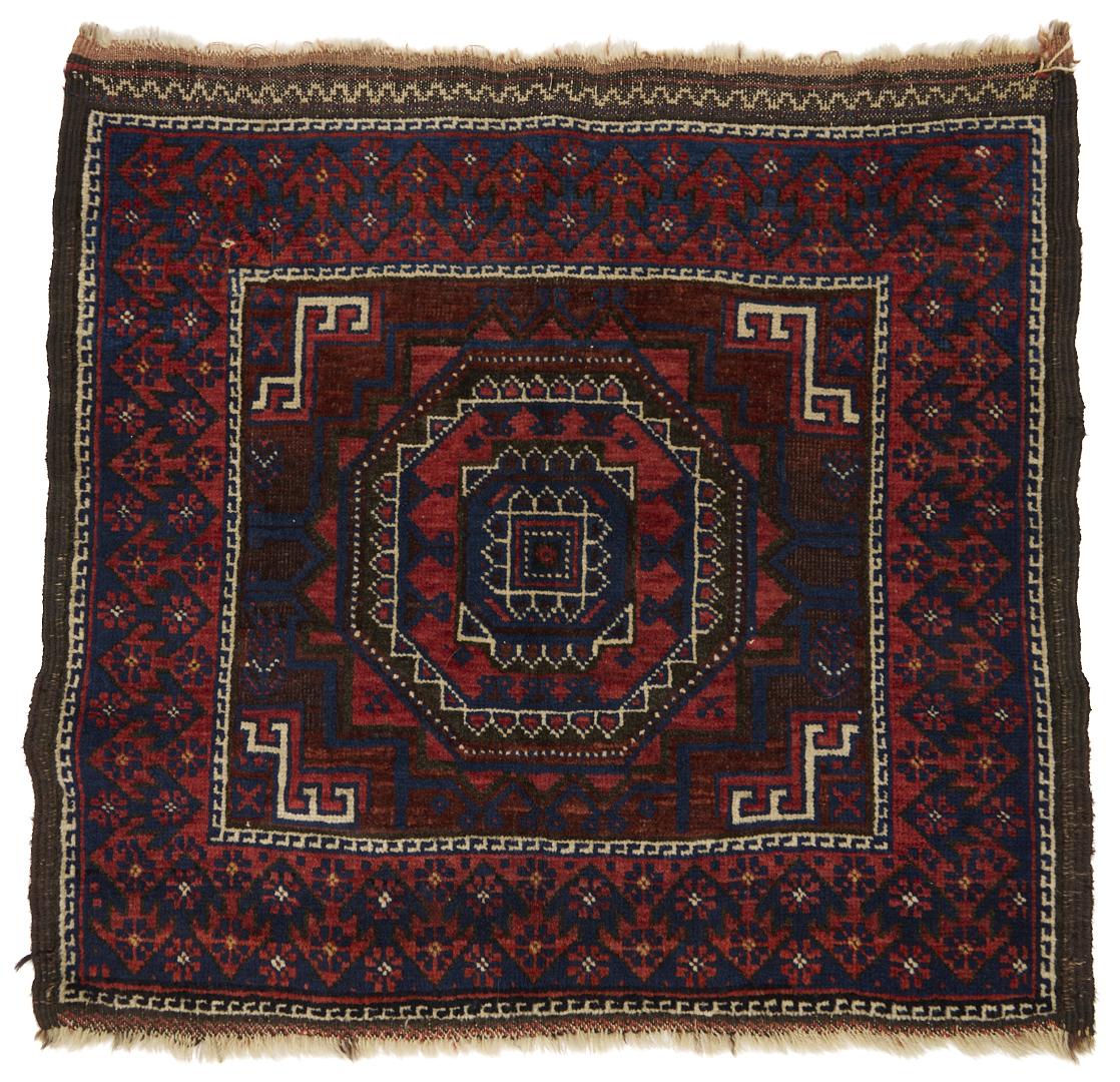 Lot 910: Youmud Saddle Bag, Tekke Bag, & Baluch Bag Face