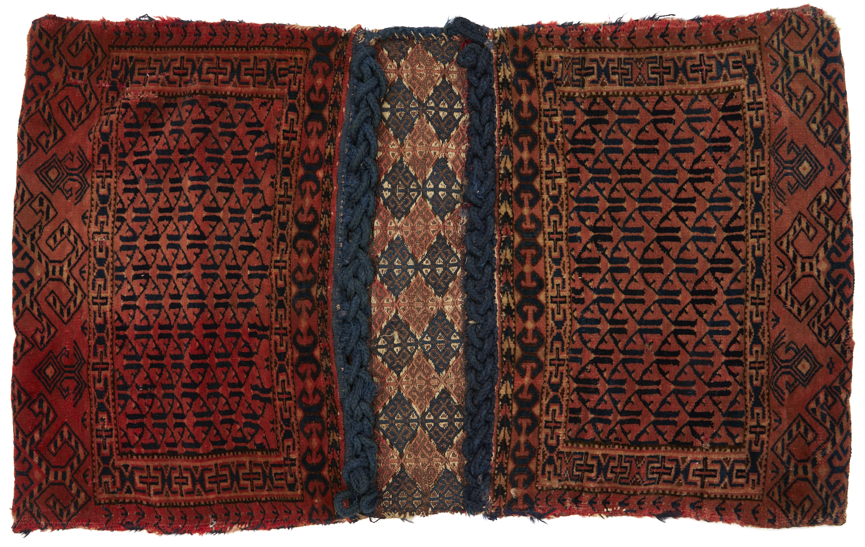 Lot 910: Youmud Saddle Bag, Tekke Bag, & Baluch Bag Face
