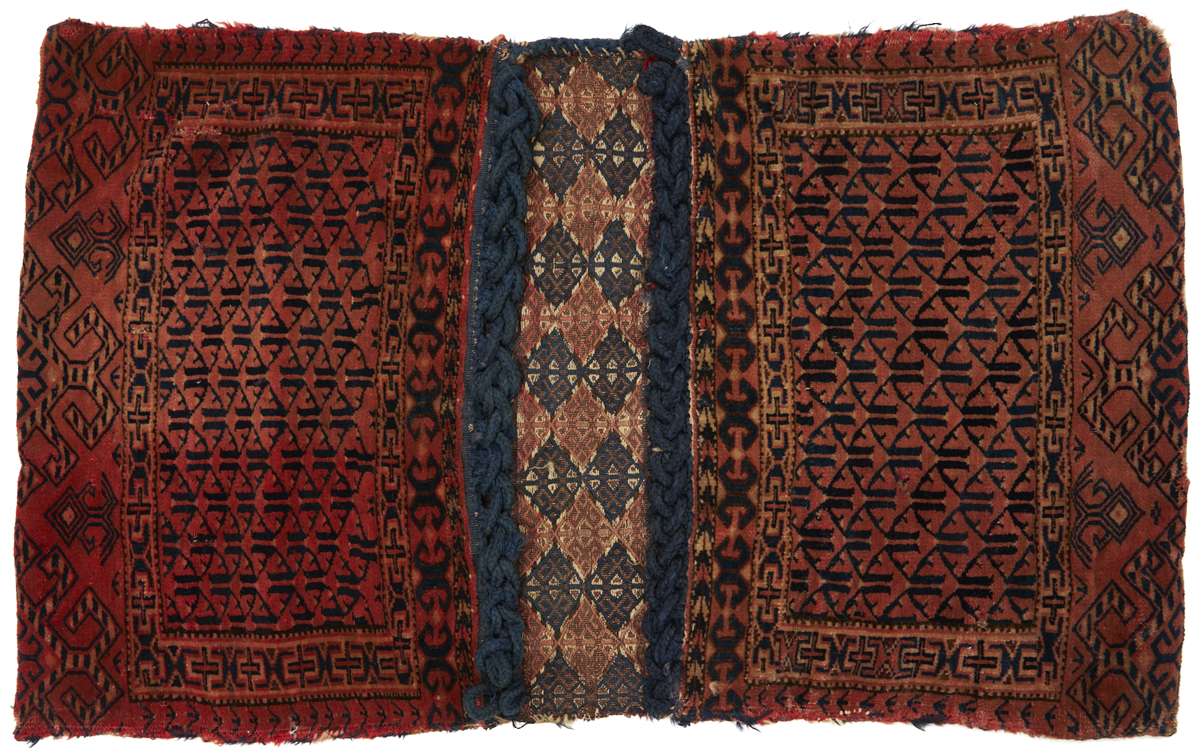 Lot 910: Youmud Saddle Bag, Tekke Bag, & Baluch Bag Face