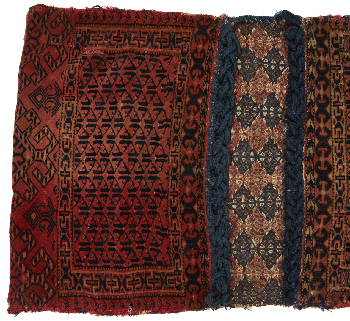 Lot 910: Youmud Saddle Bag, Tekke Bag, & Baluch Bag Face