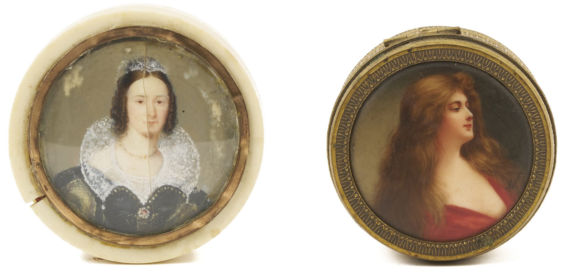 Lot 917: 8 Miniature Portraits and Portrait Boxes