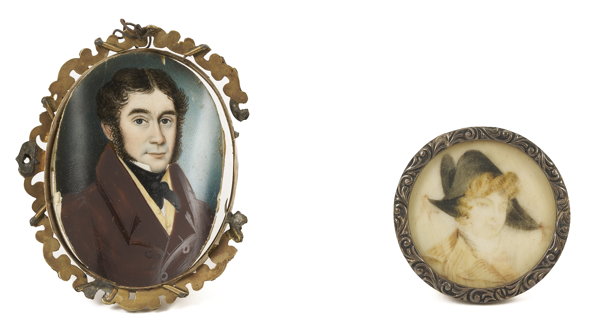Lot 917: 8 Miniature Portraits and Portrait Boxes