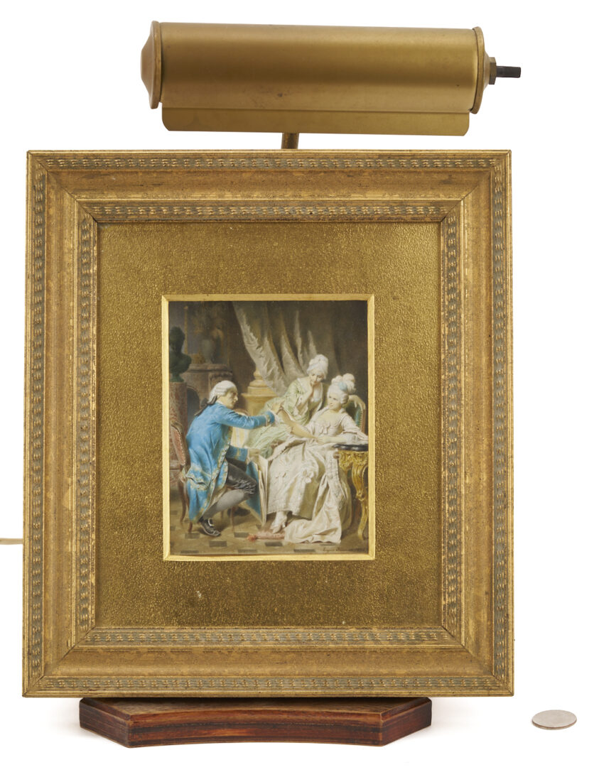Lot 918: 2 Watercolors: 18th C. Genre Scene, plus Portrait