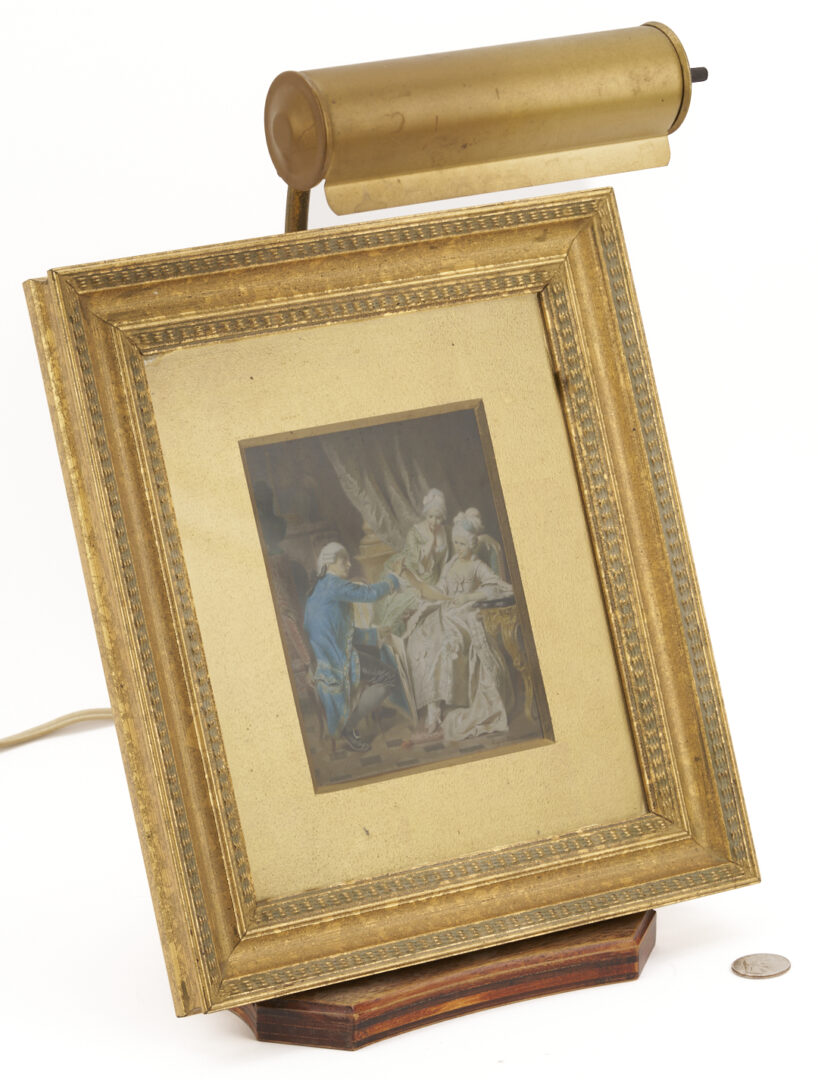 Lot 918: 2 Watercolors: 18th C. Genre Scene, plus Portrait