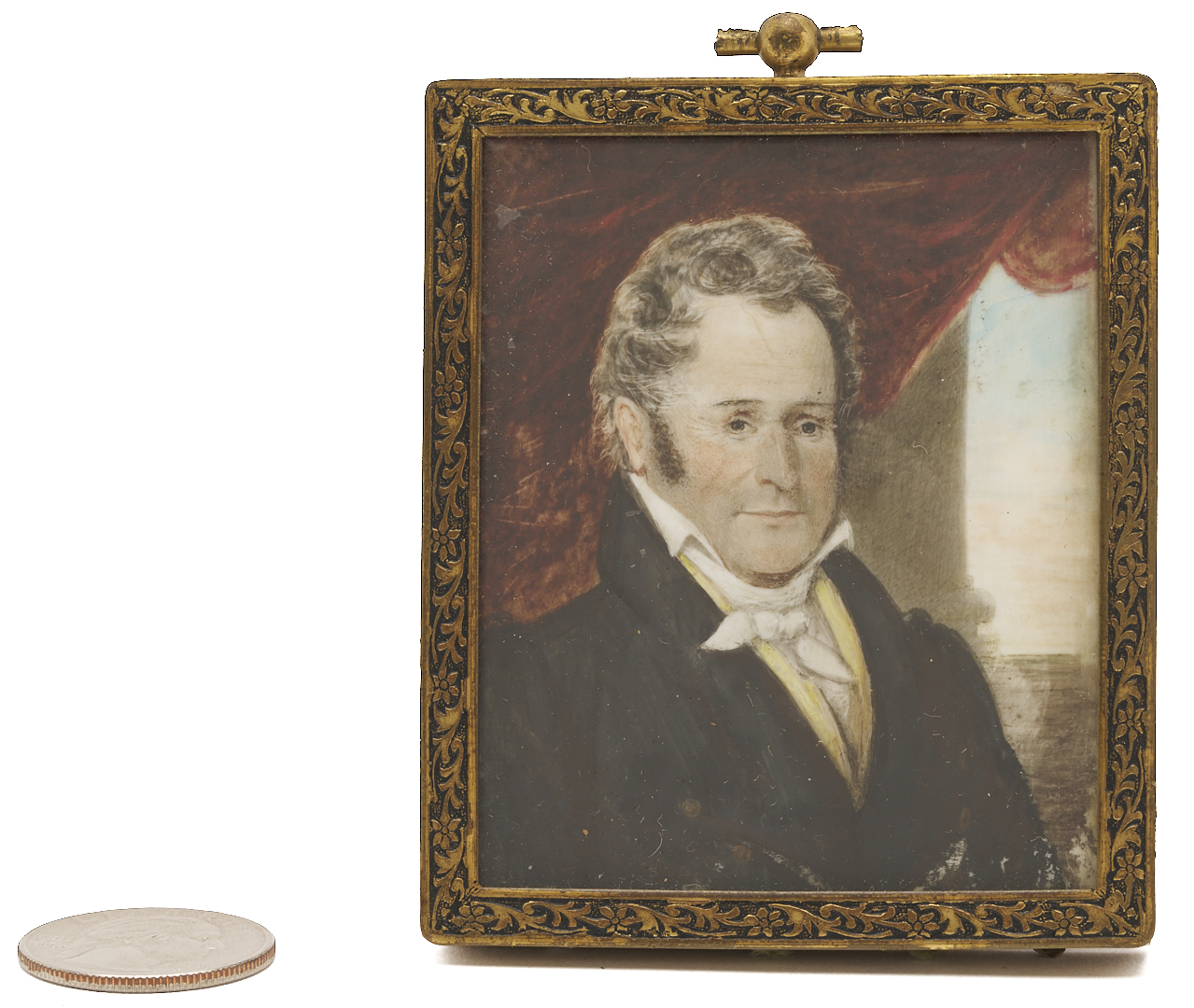 Lot 918: 2 Watercolors: 18th C. Genre Scene, plus Portrait