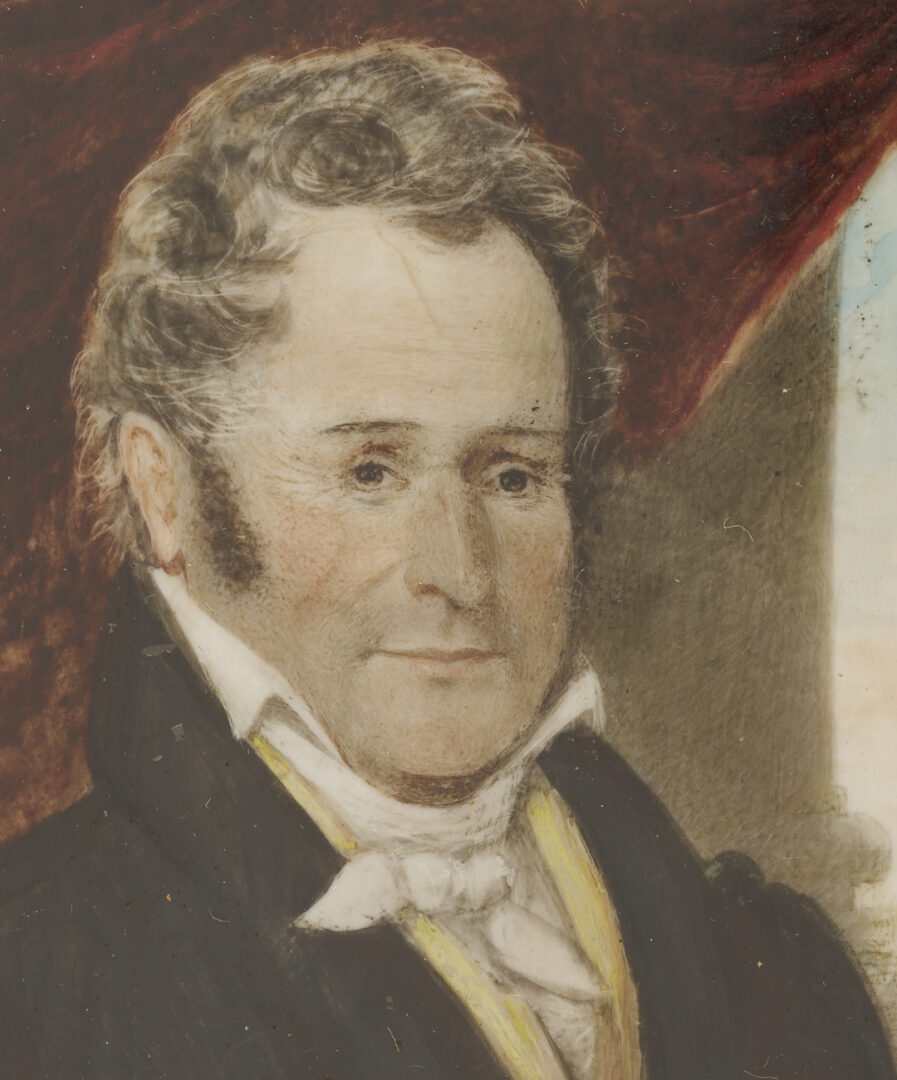 Lot 918: 2 Watercolors: 18th C. Genre Scene, plus Portrait