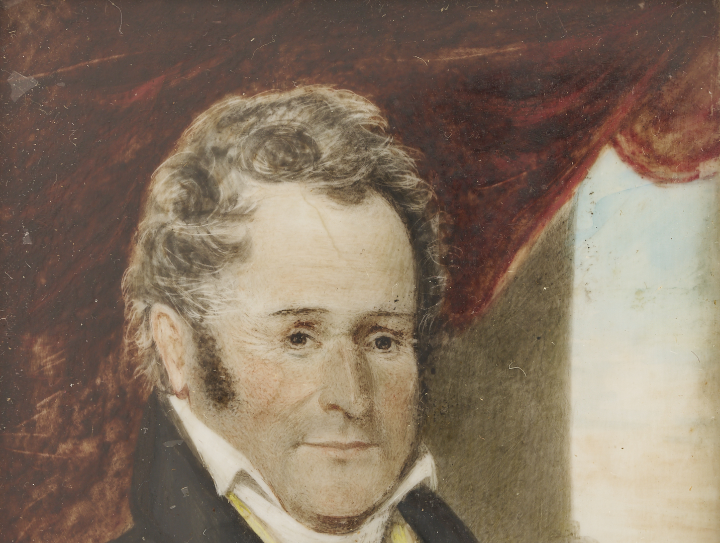 Lot 918: 2 Watercolors: 18th C. Genre Scene, plus Portrait