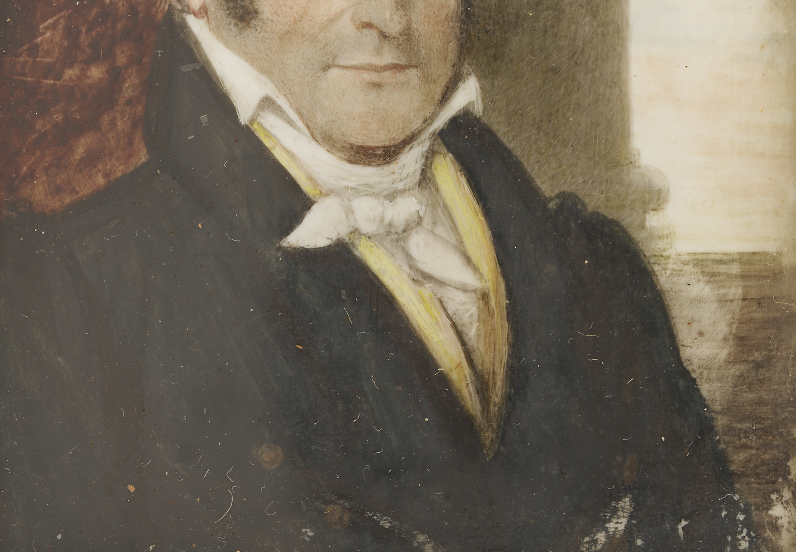 Lot 918: 2 Watercolors: 18th C. Genre Scene, plus Portrait