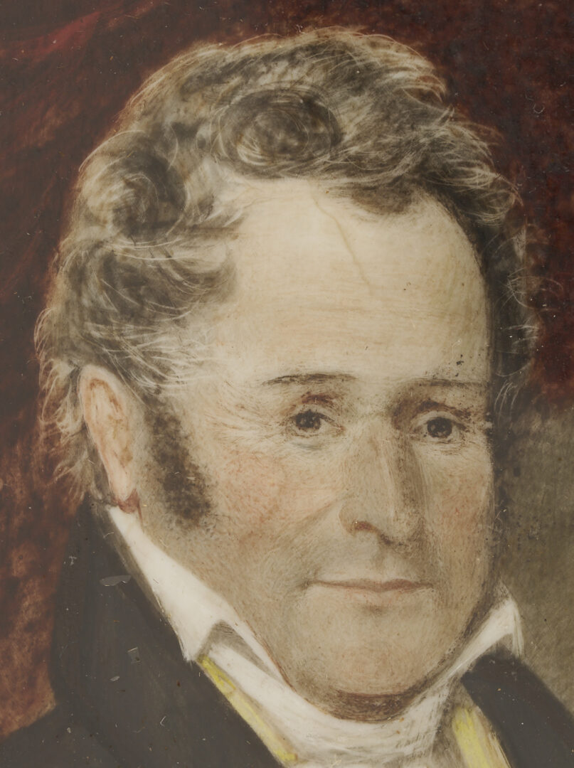 Lot 918: 2 Watercolors: 18th C. Genre Scene, plus Portrait