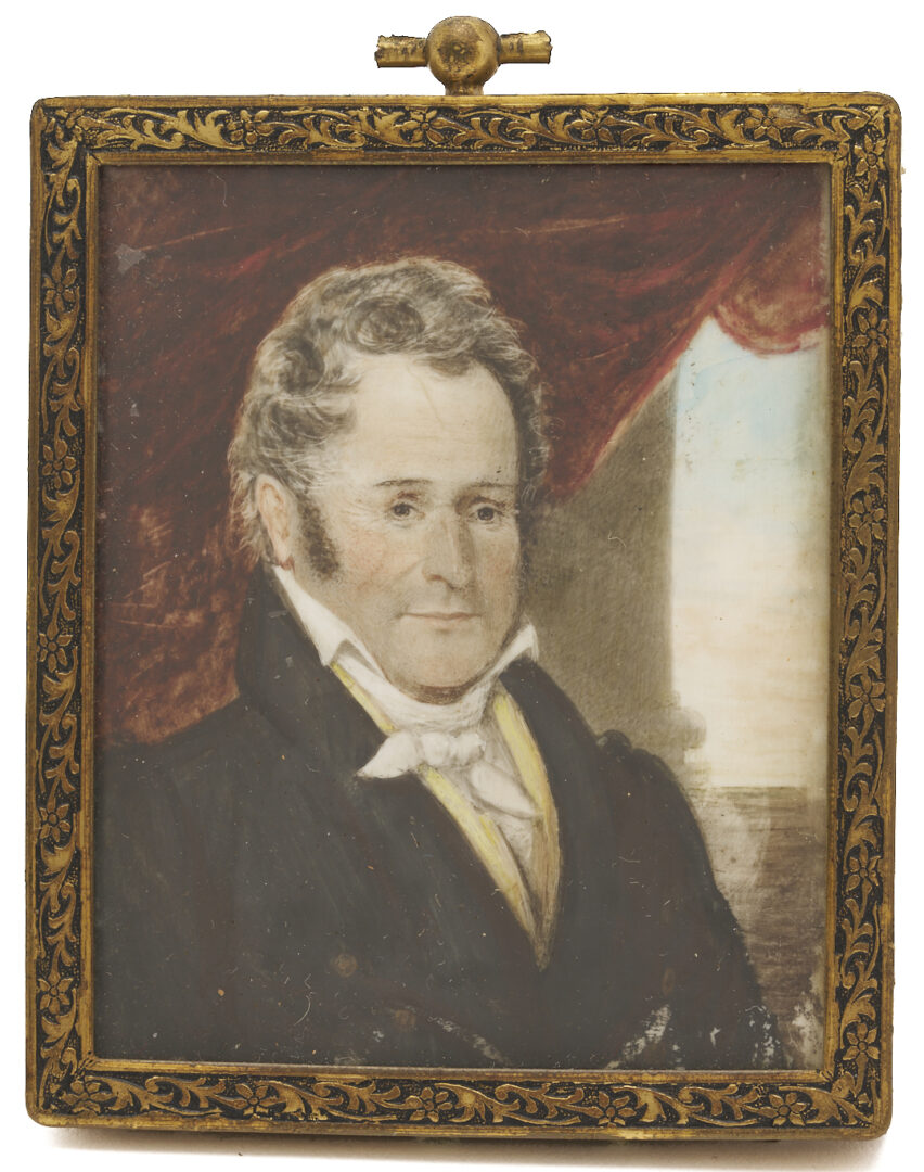 Lot 918: 2 Watercolors: 18th C. Genre Scene, plus Portrait