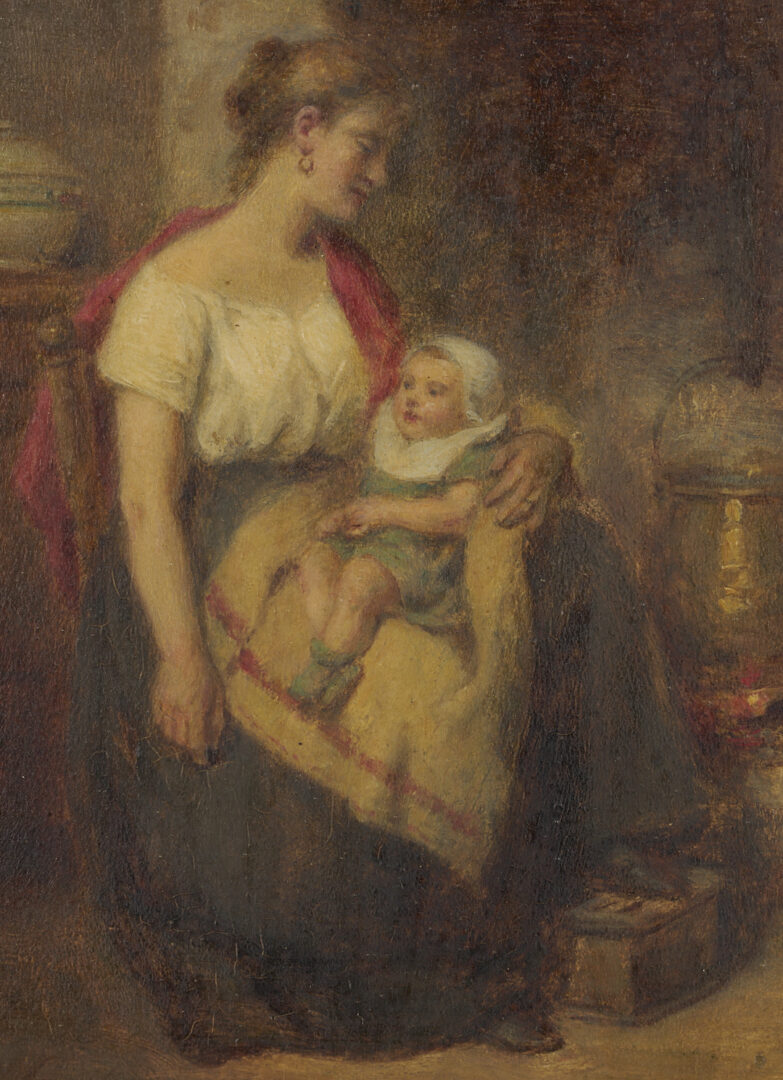 Lot 919: Leon Emile Caille Oil on Panel Painting, Mother & Child