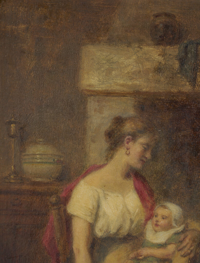 Lot 919: Leon Emile Caille Oil on Panel Painting, Mother & Child