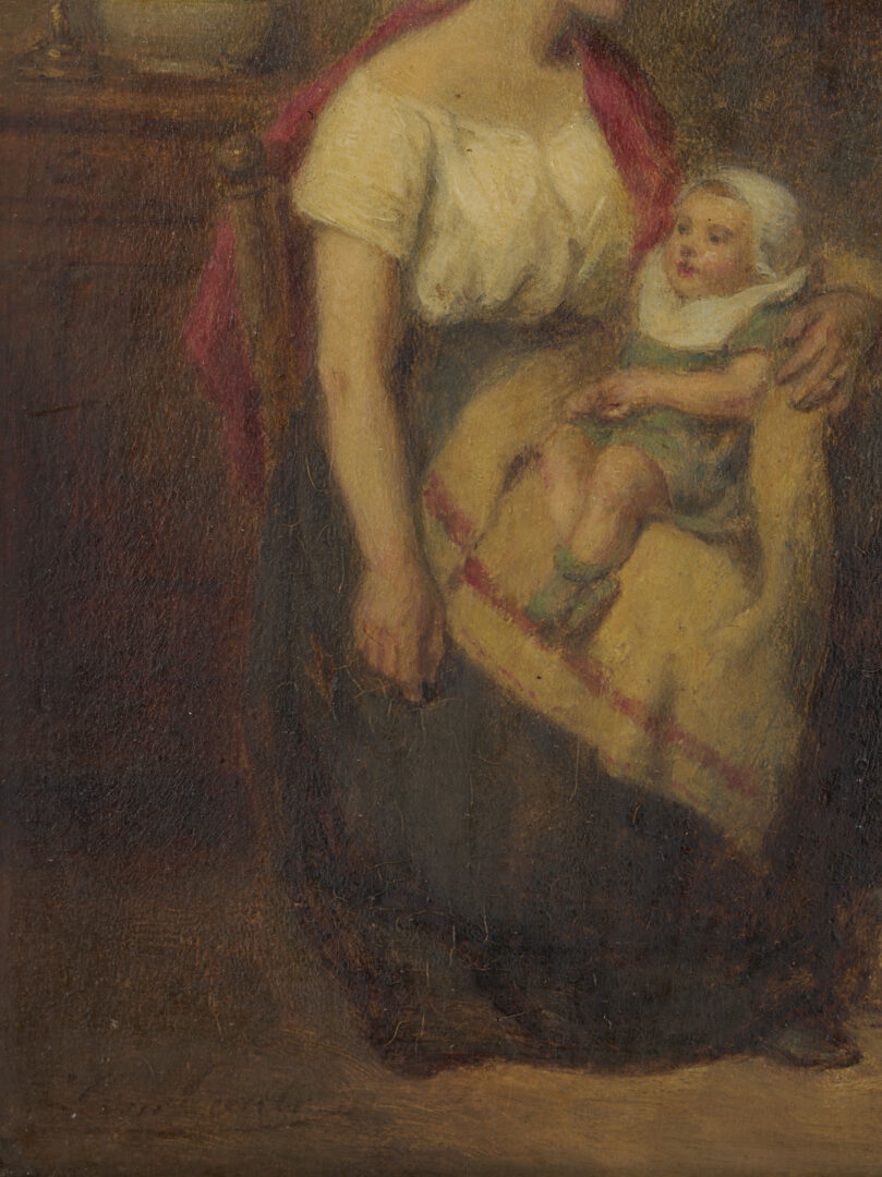 Lot 919: Leon Emile Caille Oil on Panel Painting, Mother & Child