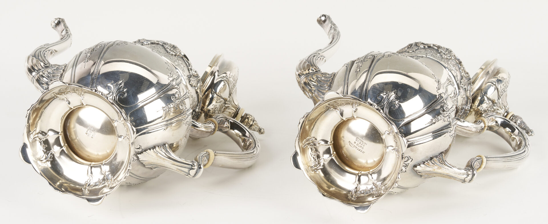 Lot 91: Richelieu Sterling Silver 7-pc Tea Set , 389 oz t.