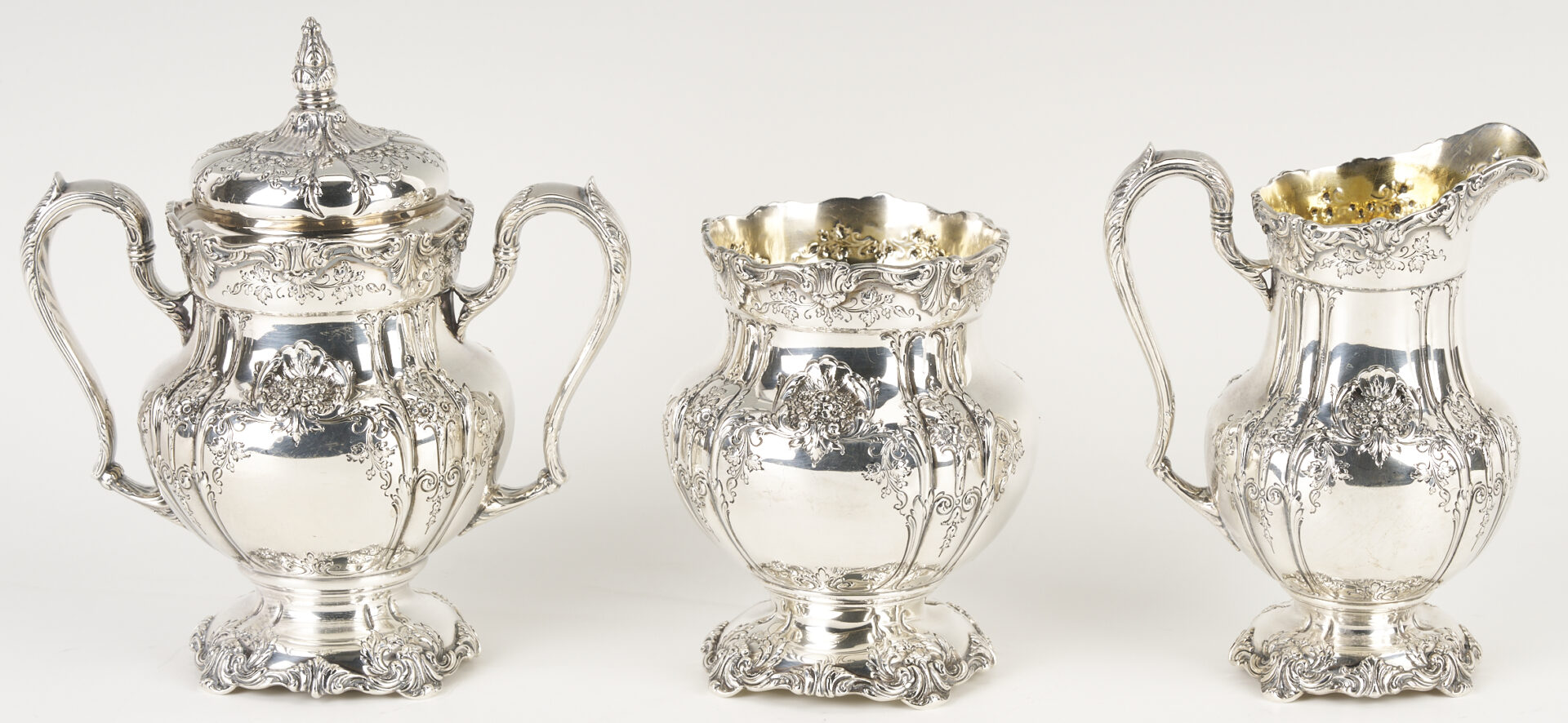 Lot 91: Richelieu Sterling Silver 7-pc Tea Set , 389 oz t.