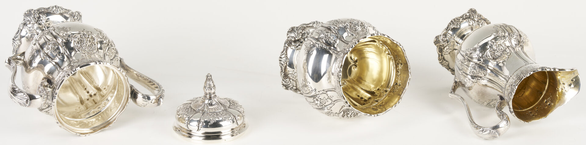 Lot 91: Richelieu Sterling Silver 7-pc Tea Set , 389 oz t.