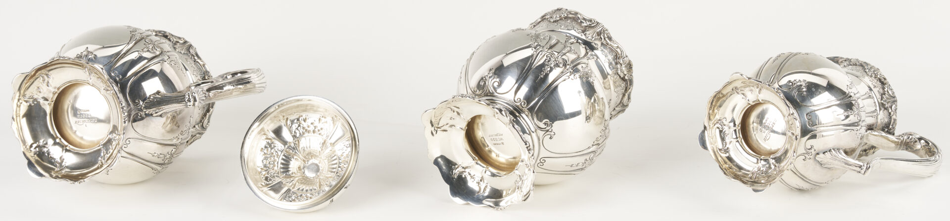 Lot 91: Richelieu Sterling Silver 7-pc Tea Set , 389 oz t.