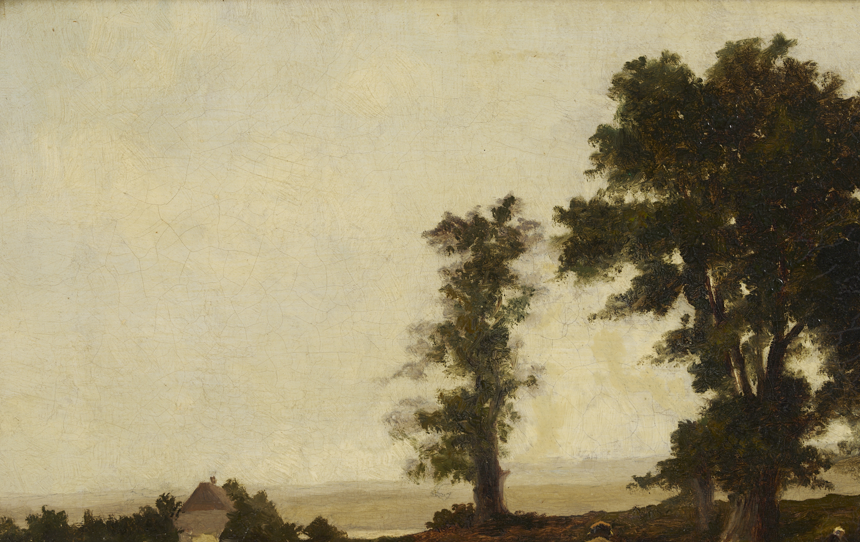 Lot 920: Two 19th C. Paintings: Landscape with Sheep and Coastal Scene