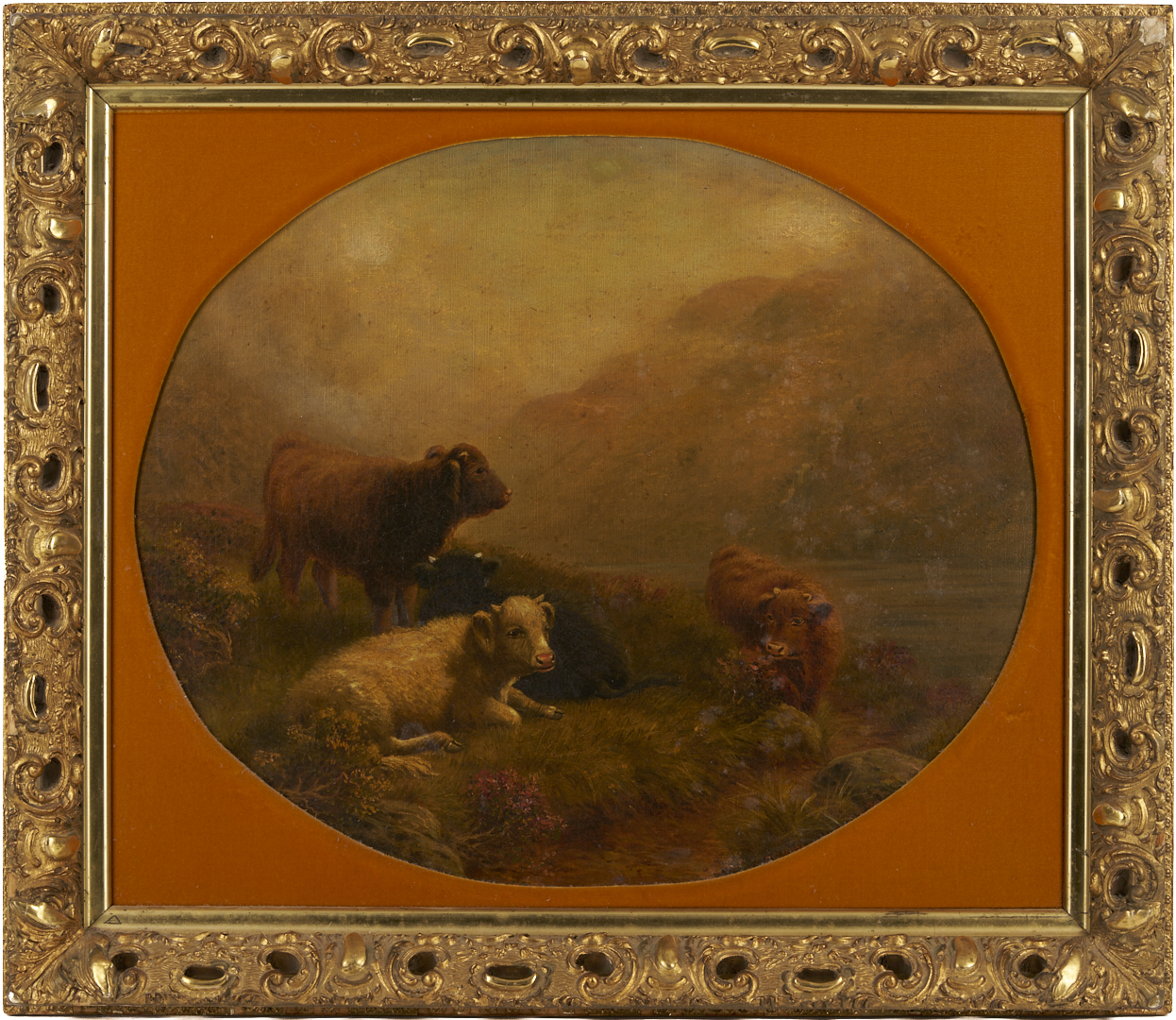 Lot 921: G.H. Lonsdale O/C Landscape with Highland Cattle, 1910