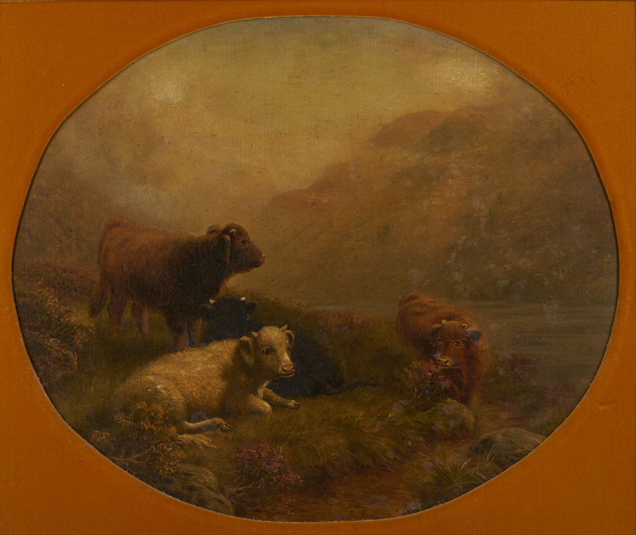 Lot 921: G.H. Lonsdale O/C Landscape with Highland Cattle, 1910