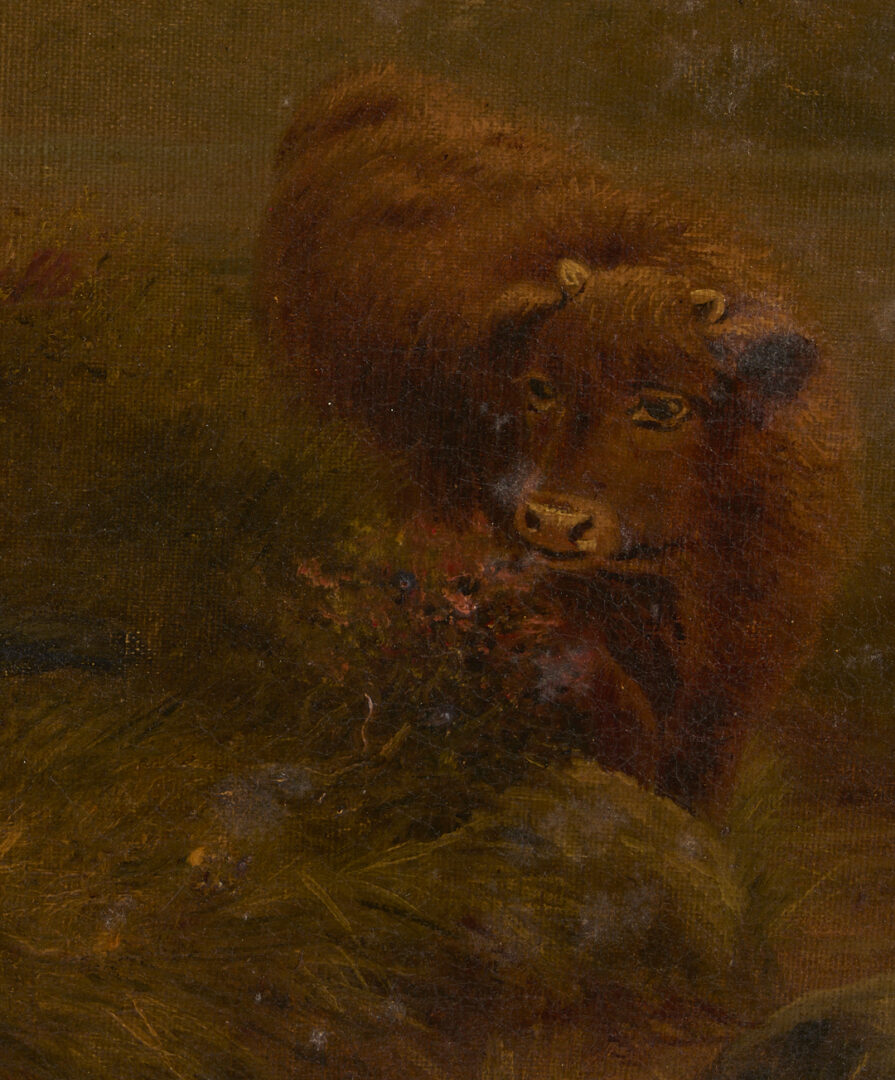Lot 921: G.H. Lonsdale O/C Landscape with Highland Cattle, 1910