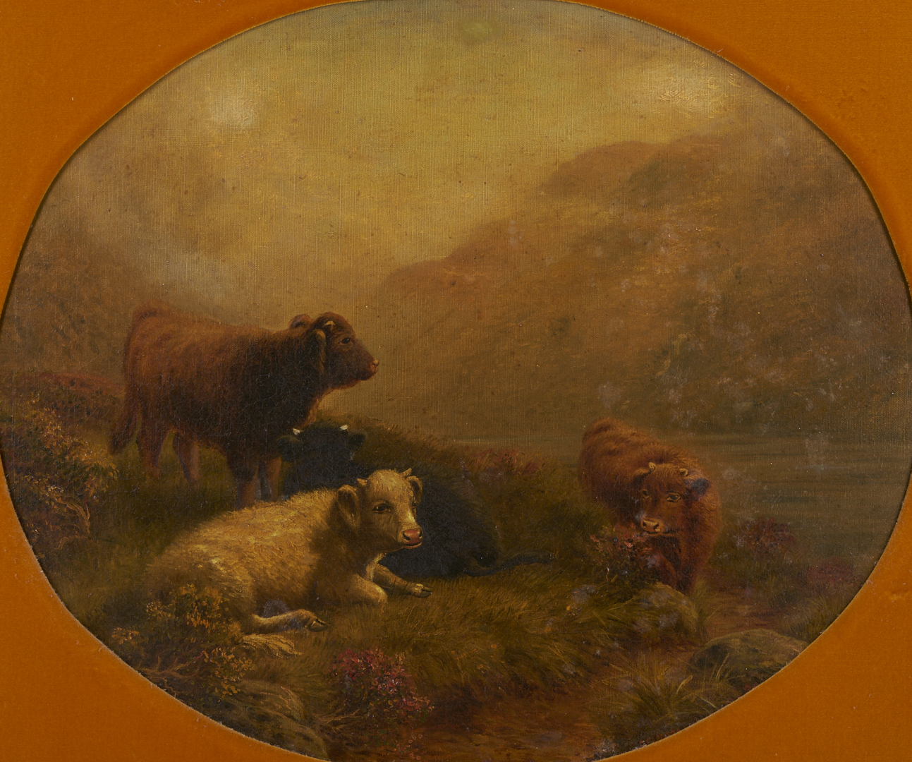 Lot 921: G.H. Lonsdale O/C Landscape with Highland Cattle, 1910