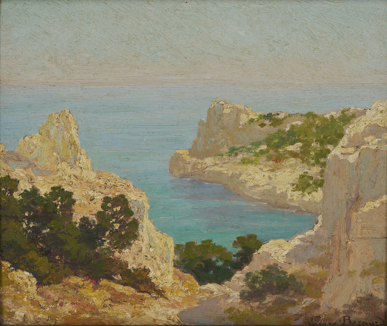 Lot 922: Valere Bernard O/B Coastal Landscape Painting