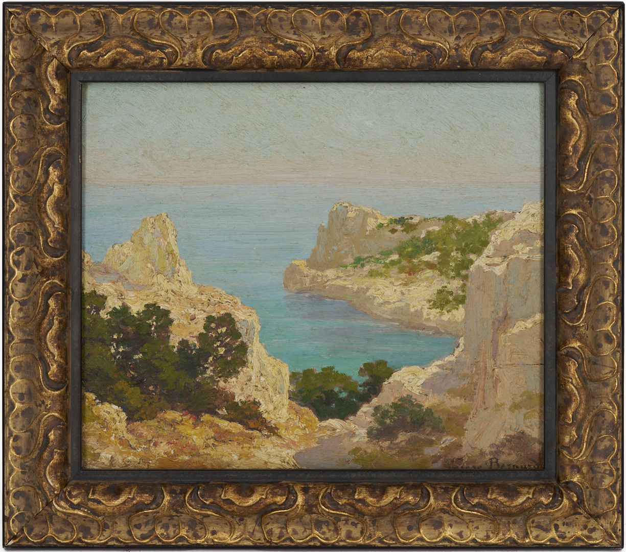 Lot 922: Valere Bernard O/B Coastal Landscape Painting