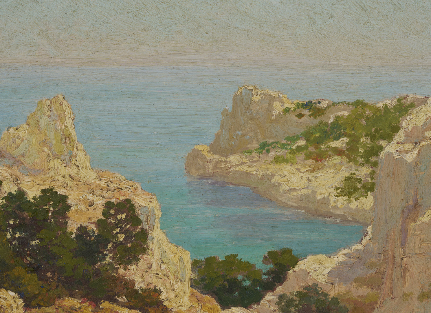 Lot 922: Valere Bernard O/B Coastal Landscape Painting