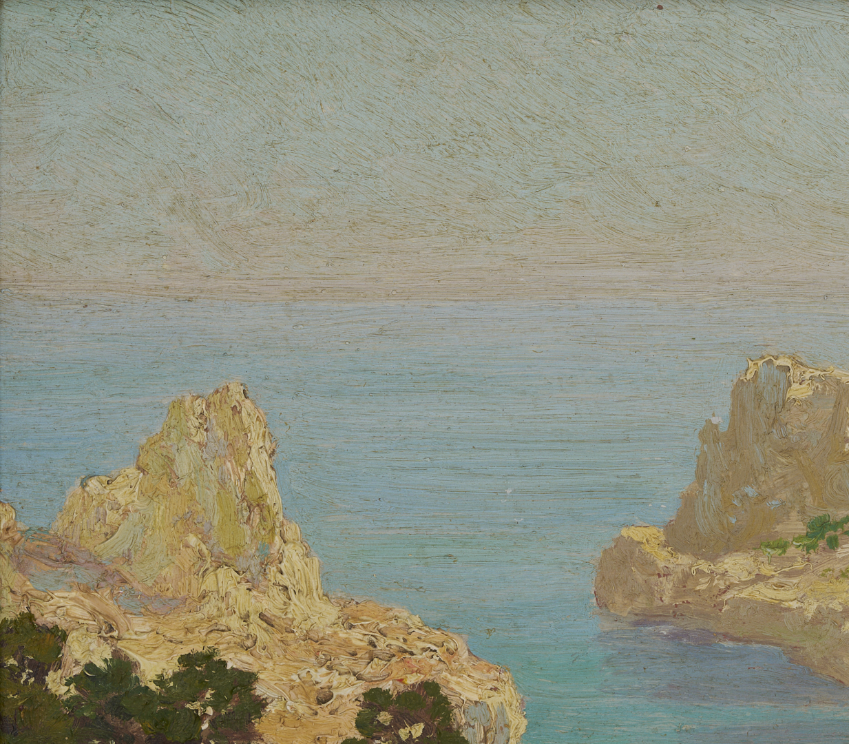 Lot 922: Valere Bernard O/B Coastal Landscape Painting