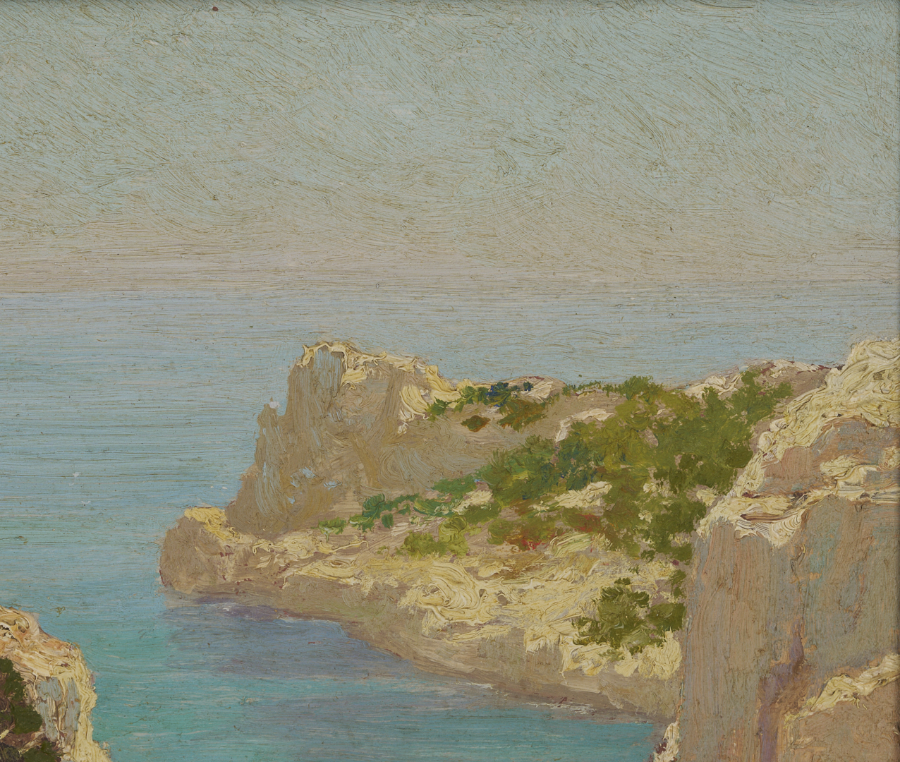 Lot 922: Valere Bernard O/B Coastal Landscape Painting