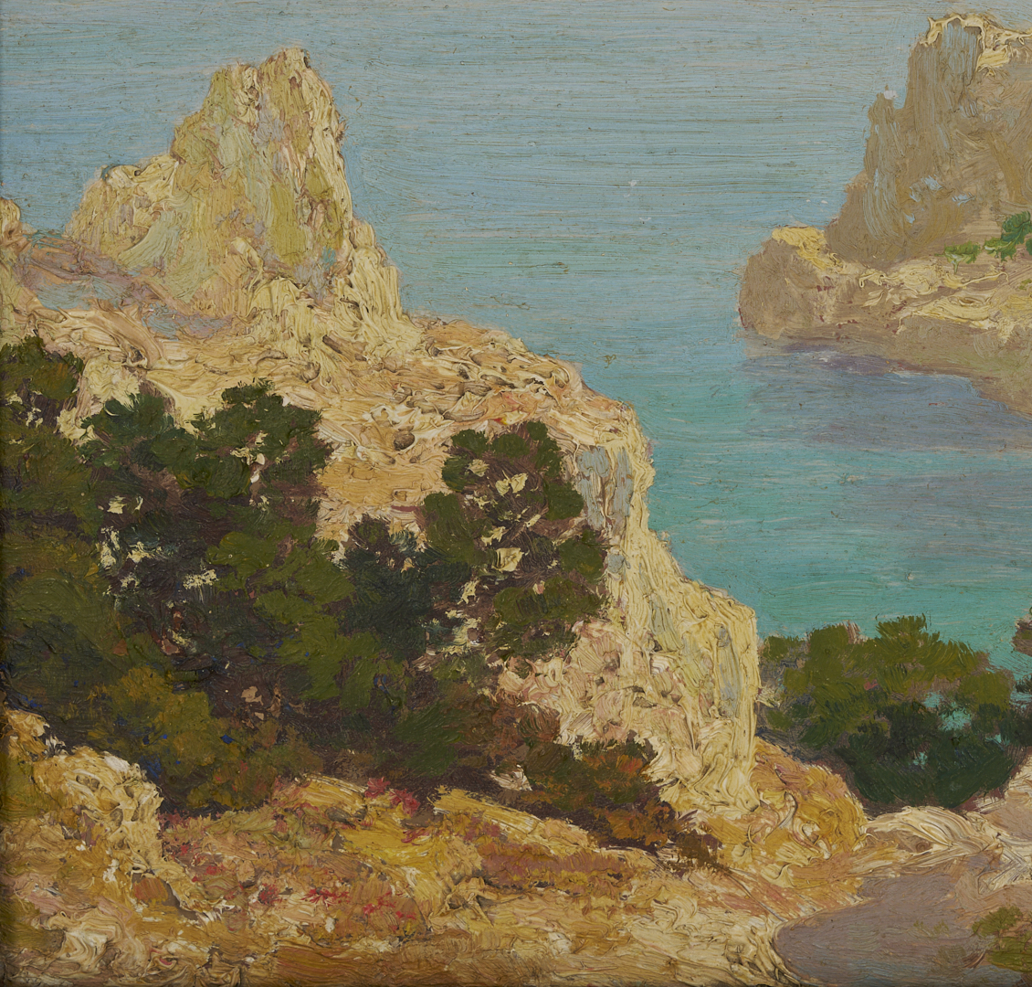 Lot 922: Valere Bernard O/B Coastal Landscape Painting