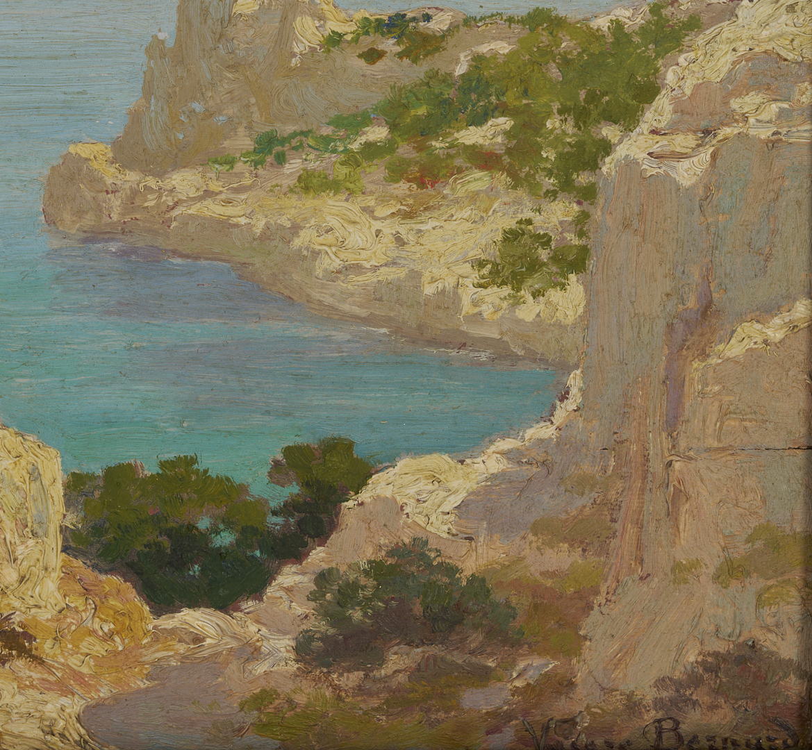 Lot 922: Valere Bernard O/B Coastal Landscape Painting