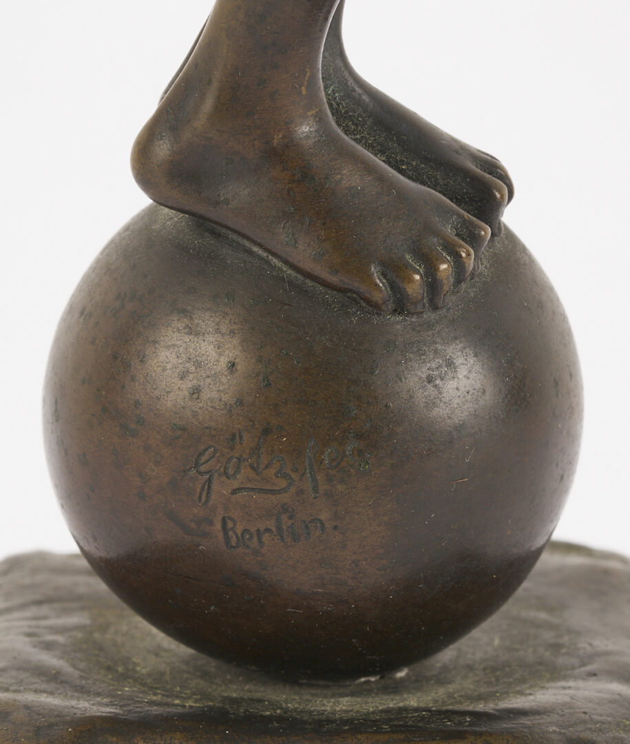 Lot 924: Johannes Gotz Bronze Sculpture, Boy Balancing on a Ball