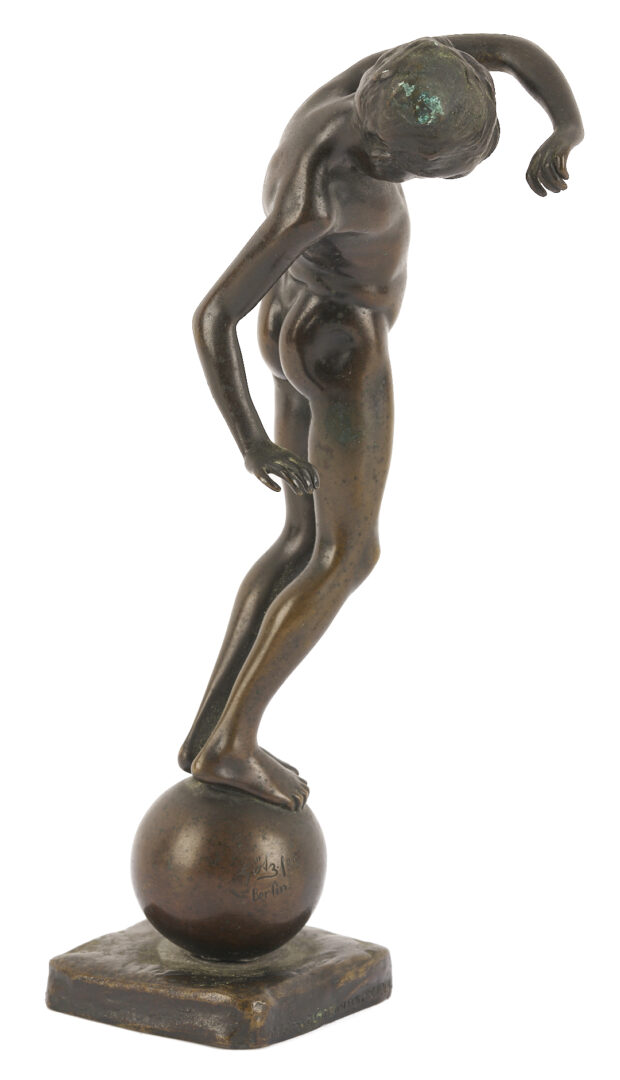 Lot 924: Johannes Gotz Bronze Sculpture, Boy Balancing on a Ball