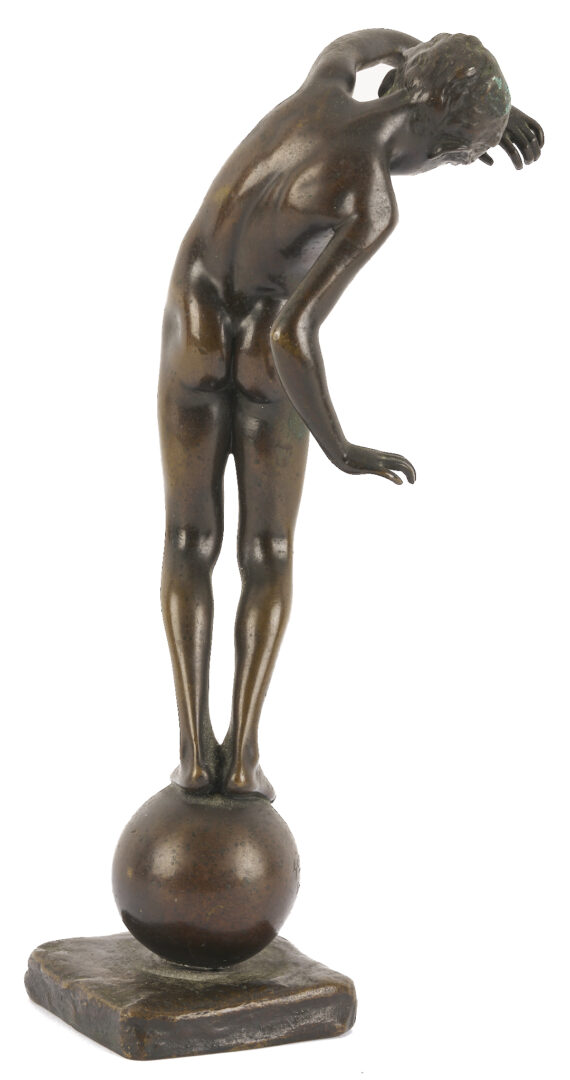 Lot 924: Johannes Gotz Bronze Sculpture, Boy Balancing on a Ball