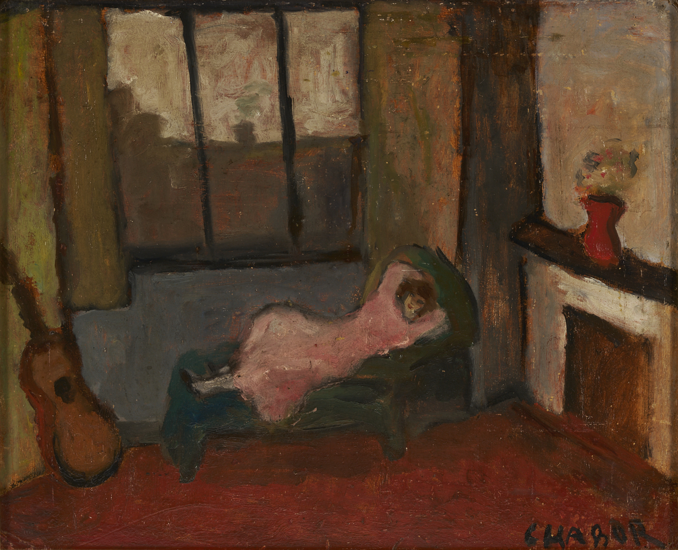 Lot 931: Moura Chabor, O/B Painting of Reclining Nude