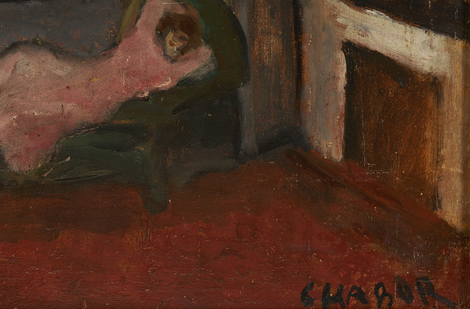 Lot 931: Moura Chabor, O/B Painting of Reclining Nude