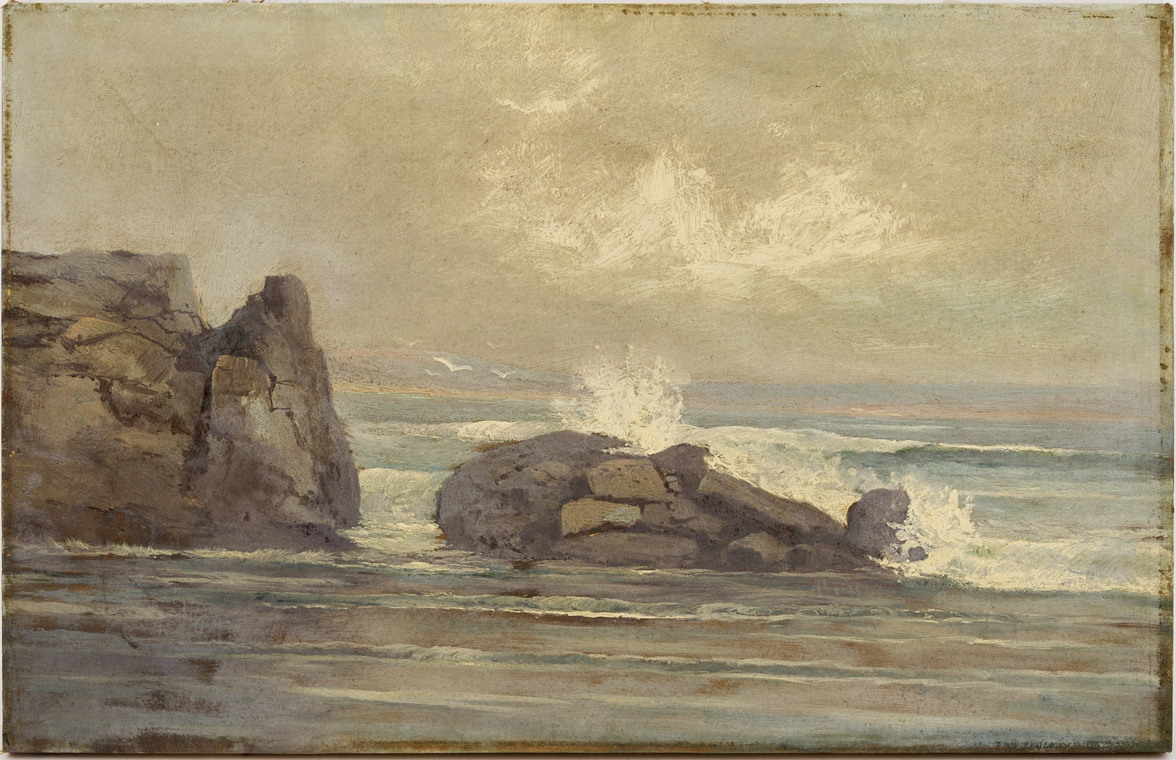 Lot 933: 2 Coastal Seascape Paintings, Edward Kingsbury & E.W. Parkhurst