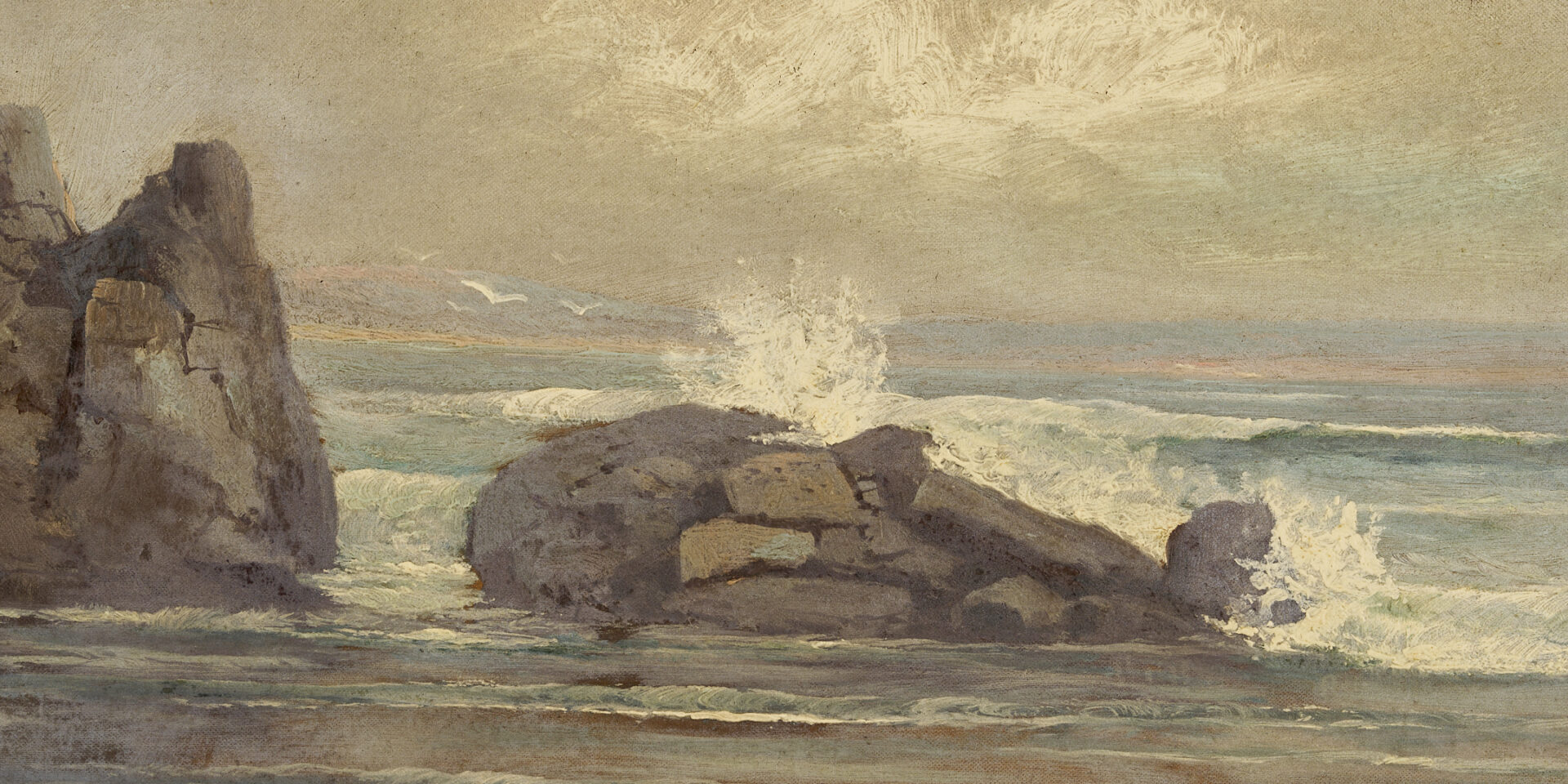 Lot 933: 2 Coastal Seascape Paintings, Edward Kingsbury & E.W. Parkhurst