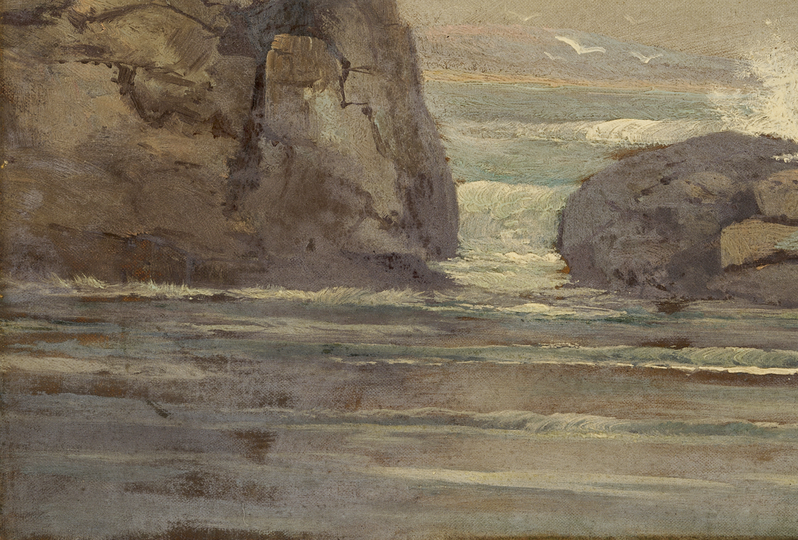 Lot 933: 2 Coastal Seascape Paintings, Edward Kingsbury & E.W. Parkhurst