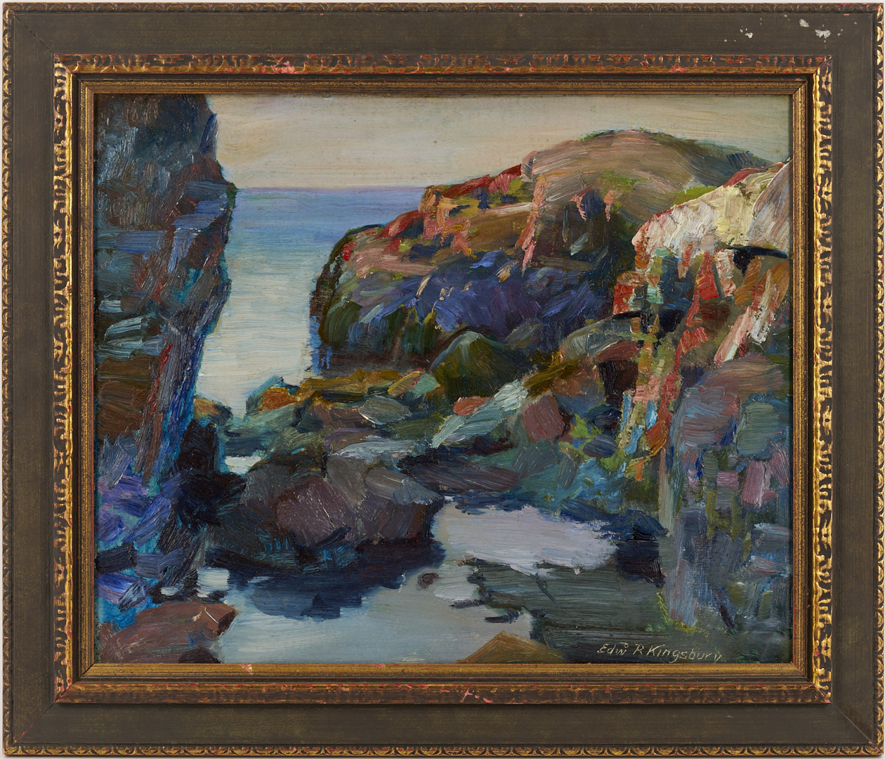Lot 933: 2 Coastal Seascape Paintings, Edward Kingsbury & E.W. Parkhurst