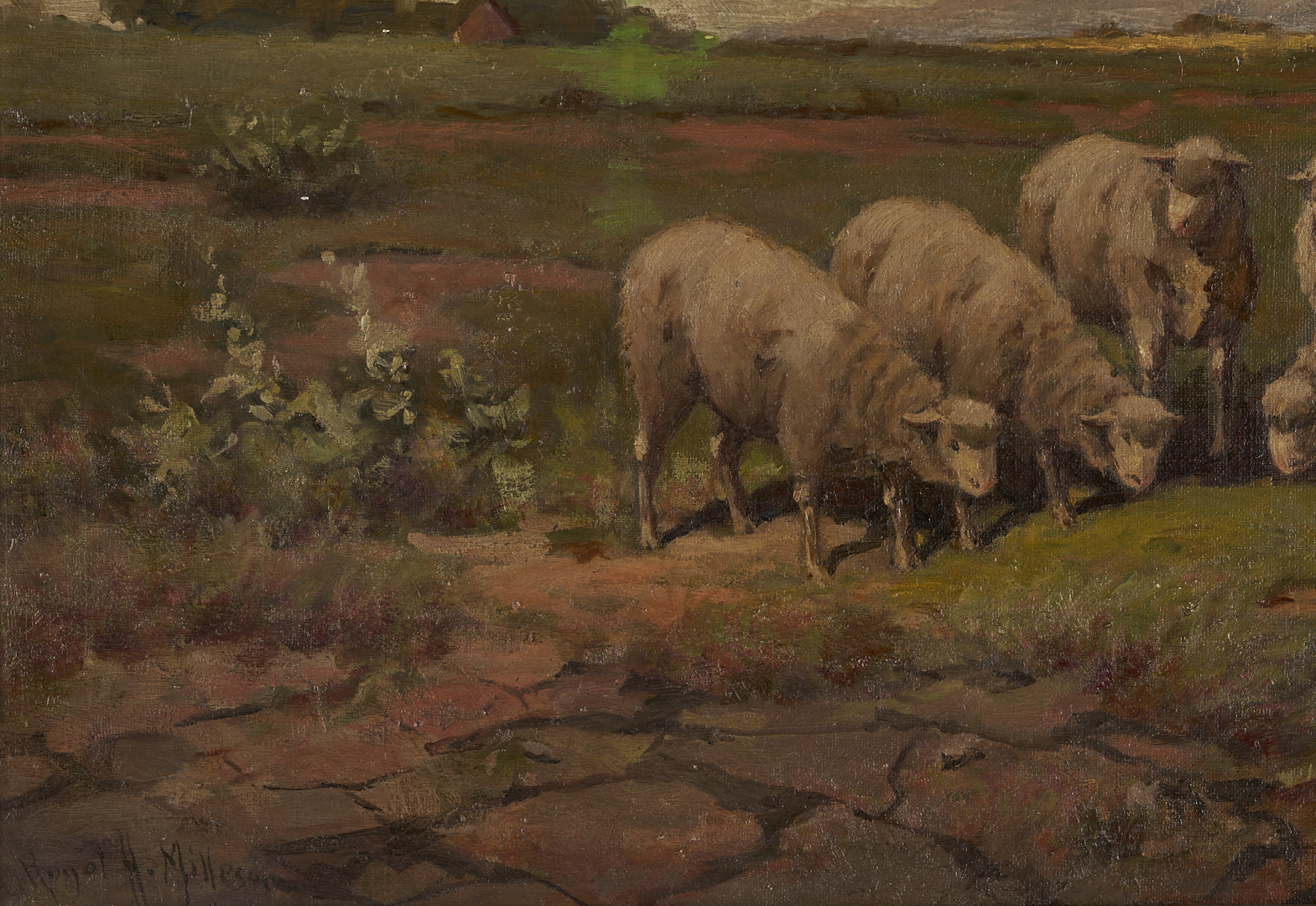 Lot 934: Royal Milleson O/C Pastoral Landscape w/ Sheep