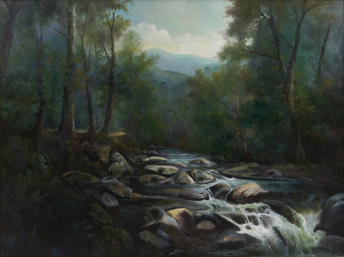 Lot 936: Ron Williams O/C Smoky Mountain River Landscape