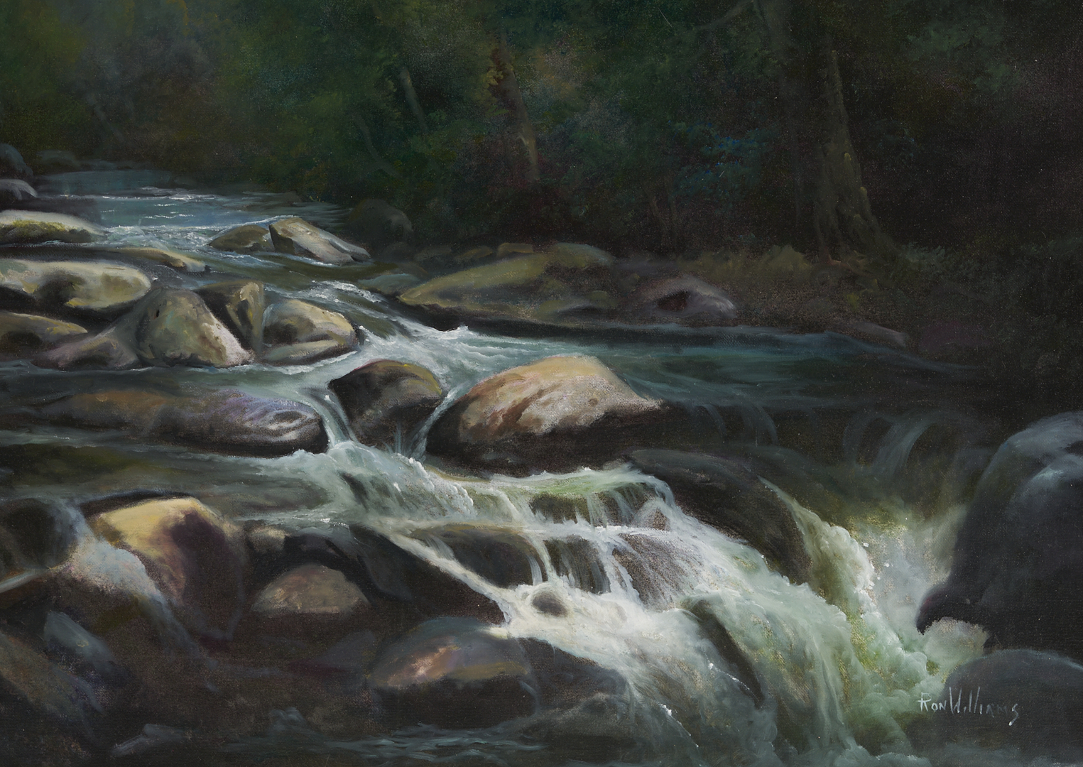 Lot 936: Ron Williams O/C Smoky Mountain River Landscape